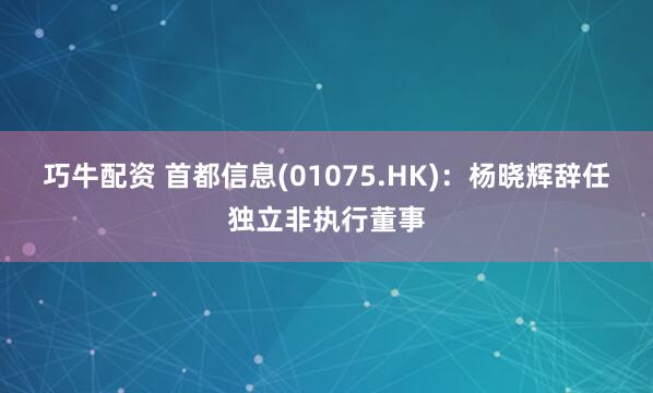 巧牛配资 首都信息(01075.HK)：杨晓辉辞任独立非执行董事