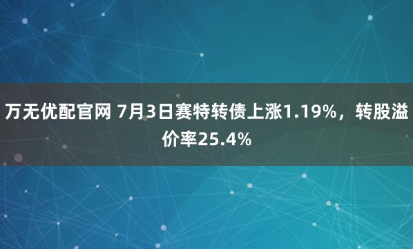 万无优配官网 7月3日赛特转债上涨1.19%，转股溢价率25.4%