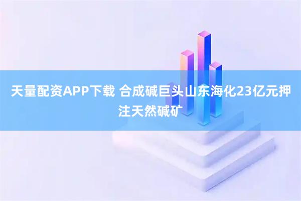 天量配资APP下载 合成碱巨头山东海化23亿元押注天然碱矿